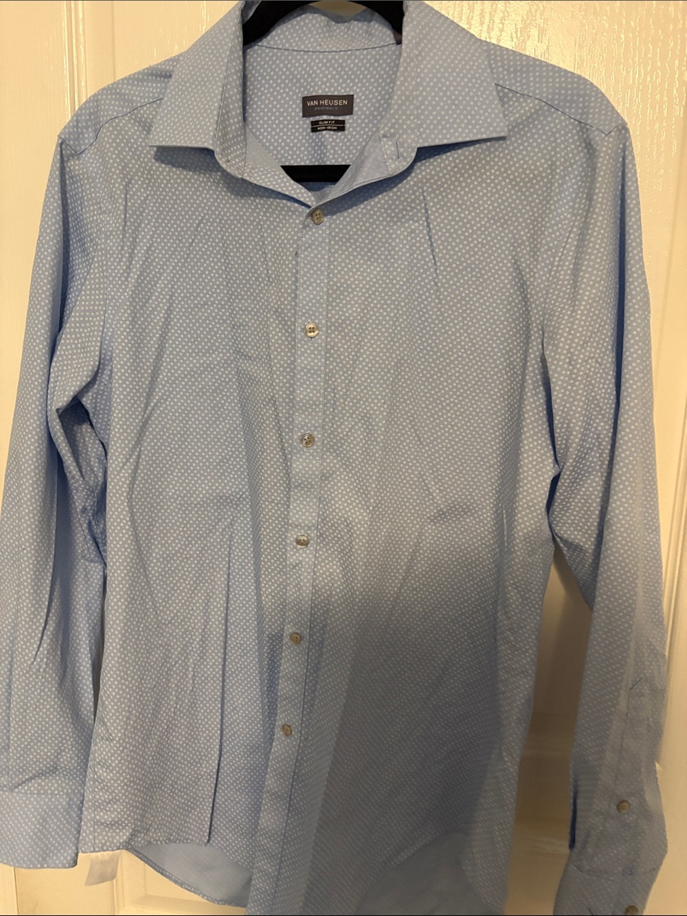 Van Heusen Light Blue Micro-Print Dress Shirt